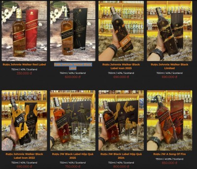 TOP 8 CHAI RƯỢU JOHNNIE WALKER